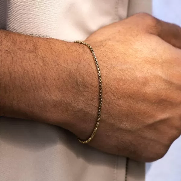 WearMe Pro Mens 2mm Rolo Box Bracelet  Adjustable SizeGold