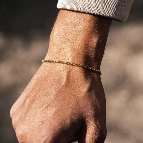 WearMe Pro Mens 2mm Rolo Box Bracelet  Adjustable SizeGold