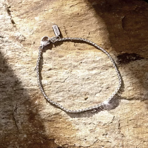 WearMe Pro Mens 2mm Rolo Box Bracelet  Adjustable SizeSilver