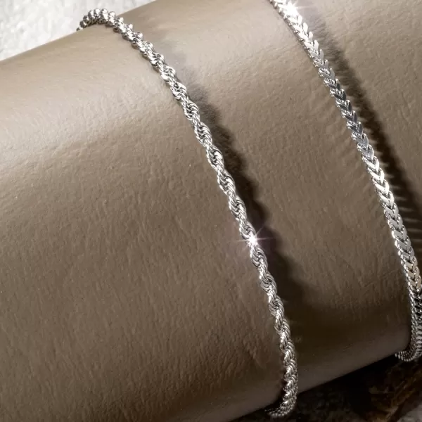 WearMe Pro Mens 2mm Twisted Rope Bracelet  Adjustable SizeSilver