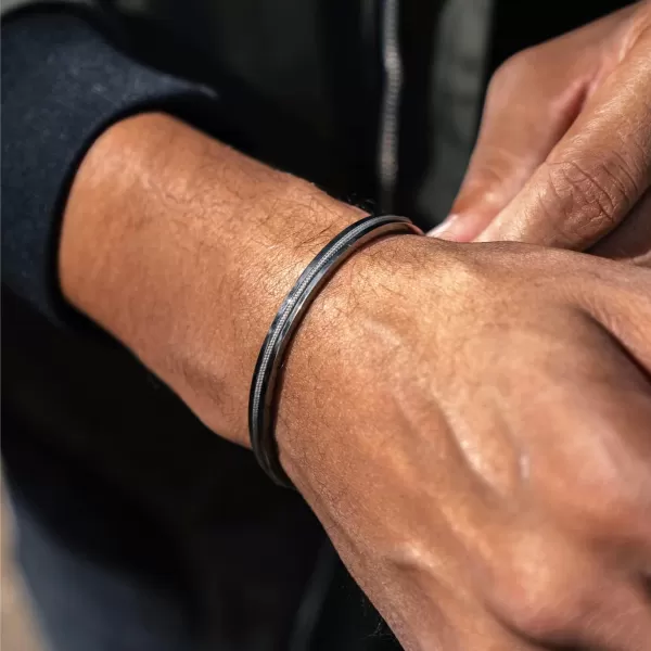 WearMe Pro Mens 3mm Cuff Bracelet with Rope Insert  Adjustable SizeGunmetal  Olive Green