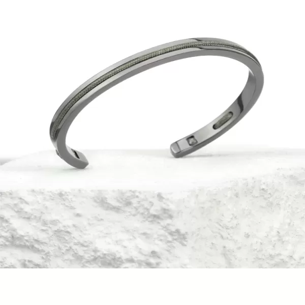 WearMe Pro Mens 3mm Cuff Bracelet with Rope Insert  Adjustable SizeGunmetal  Olive Green