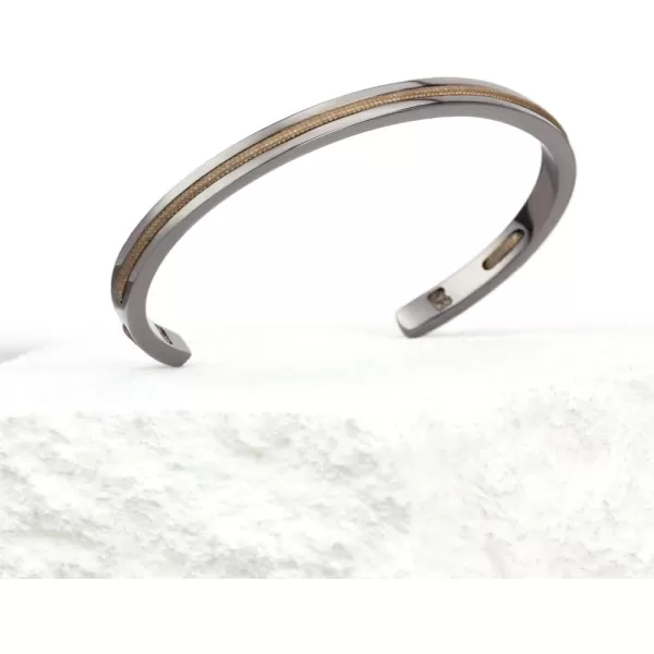 WearMe Pro Mens 3mm Cuff Bracelet with Rope Insert  Adjustable SizeGunmetal  Sand