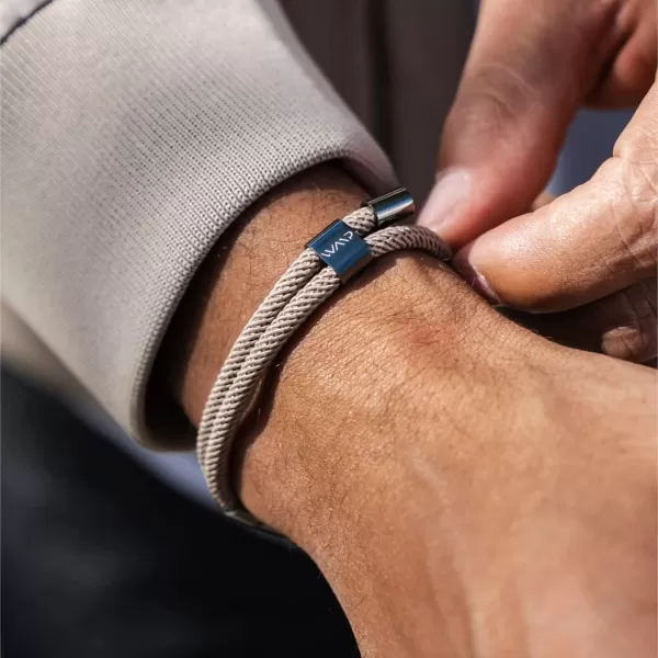 WearMe Pro Mens 4mm Rope Cord Bracelet Pull Closure  Adjustable SizeSand  Gunmetal