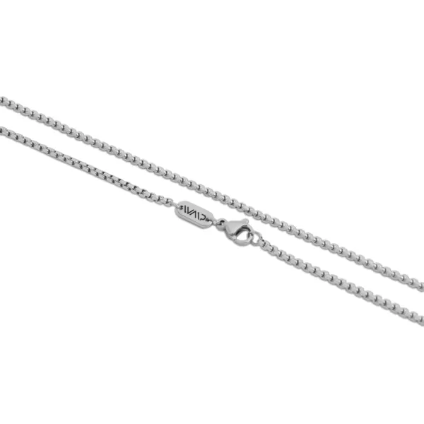 WearMe Pro Mens Pendant Necklace  3mm Rolo Box Chain ampamp Beveled Pendant with Porcelain Stone InsetSilver  Dusk Black Pendant