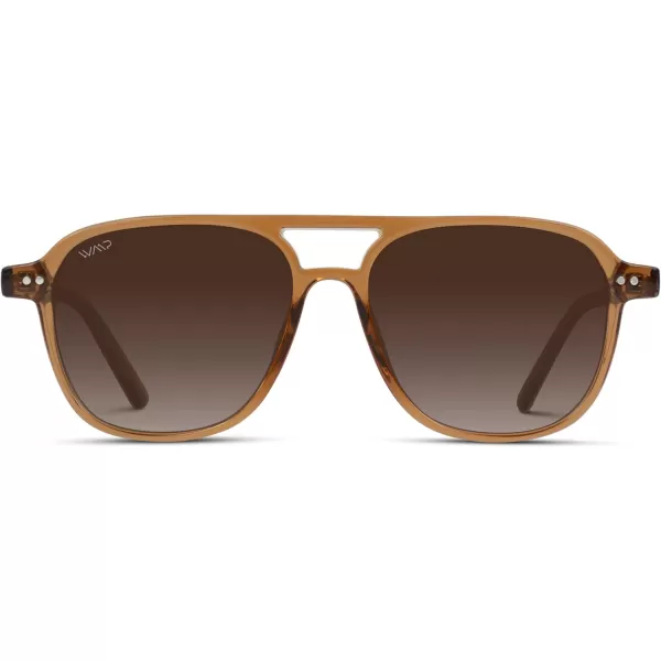 WearMe Pro Polarized Aviator Classic Double Bridge Mens SunglassesCrystal Copper Frame  Gradient Brown Lens