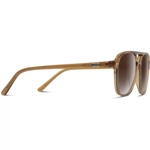 WearMe Pro Polarized Aviator Classic Double Bridge Mens SunglassesCrystal Copper Frame  Gradient Brown Lens