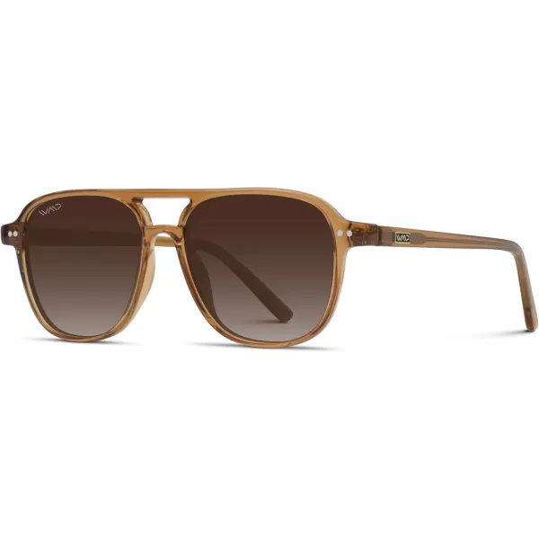 WearMe Pro Polarized Aviator Classic Double Bridge Mens SunglassesCrystal Copper Frame  Gradient Brown Lens