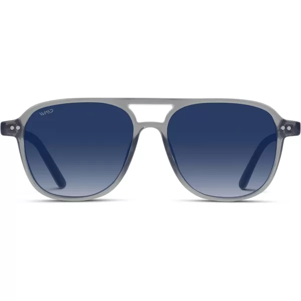 WearMe Pro Polarized Aviator Classic Double Bridge Mens SunglassesCrystal Mist  Gradient Blue Lens