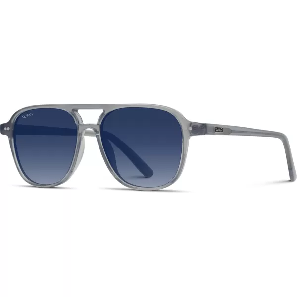 WearMe Pro Polarized Aviator Classic Double Bridge Mens SunglassesCrystal Mist  Gradient Blue Lens