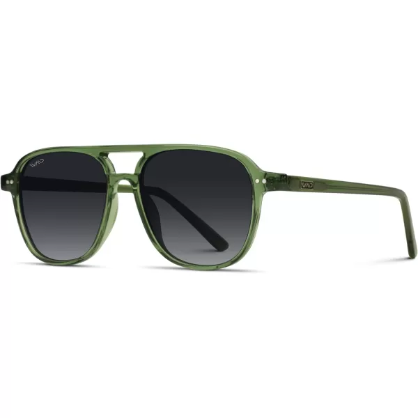 WearMe Pro Polarized Aviator Classic Double Bridge Mens SunglassesEmerald Green  Gradient Black Lens