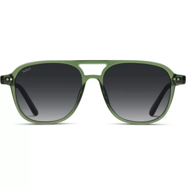 WearMe Pro Polarized Aviator Classic Double Bridge Mens SunglassesEmerald Green  Gradient Black Lens