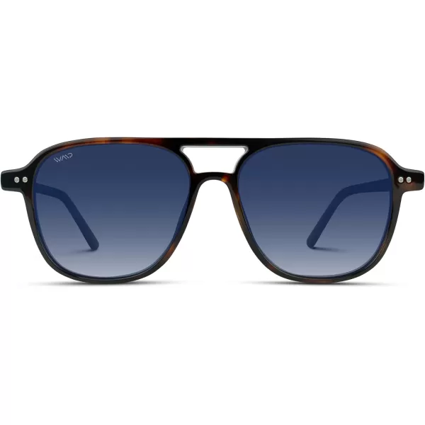 WearMe Pro Polarized Aviator Classic Double Bridge Mens SunglassesWhiskey Brown Tortoise  Gradient Blue Lens