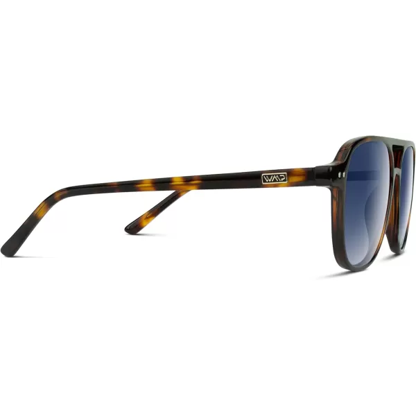 WearMe Pro Polarized Aviator Classic Double Bridge Mens SunglassesWhiskey Brown Tortoise  Gradient Blue Lens