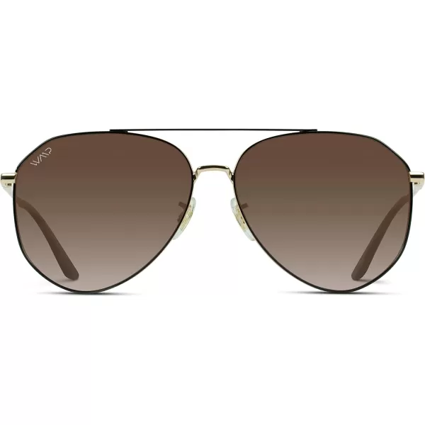WearMe Pro Polarized Aviator Sunglasses for Women and Men  UV Protection  Reflective Lens  Pink Blue Black AviatorsGoldblack Frame  Brown Lens