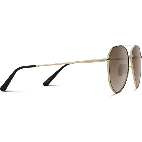 WearMe Pro Polarized Aviator Sunglasses for Women and Men  UV Protection  Reflective Lens  Pink Blue Black AviatorsGoldblack Frame  Brown Lens