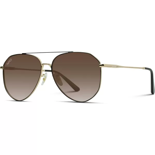 WearMe Pro Polarized Aviator Sunglasses for Women and Men  UV Protection  Reflective Lens  Pink Blue Black AviatorsGoldblack Frame  Brown Lens