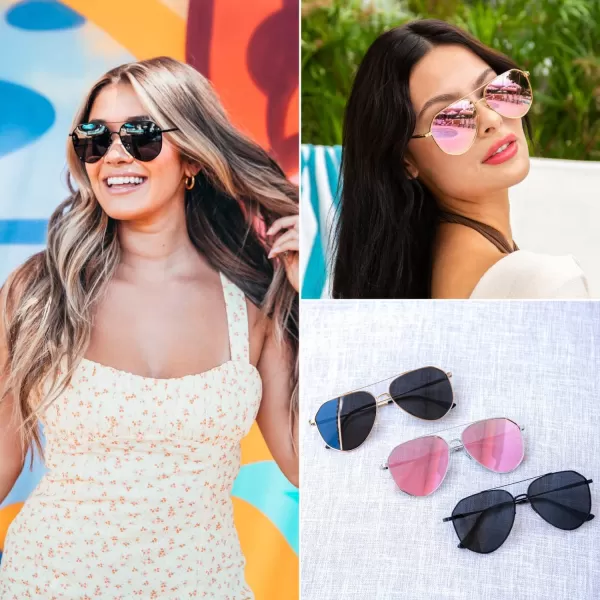 WearMe Pro Polarized Aviator Sunglasses for Women and Men  UV Protection  Reflective Lens  Pink Blue Black AviatorsGoldblack Frame  Brown Lens