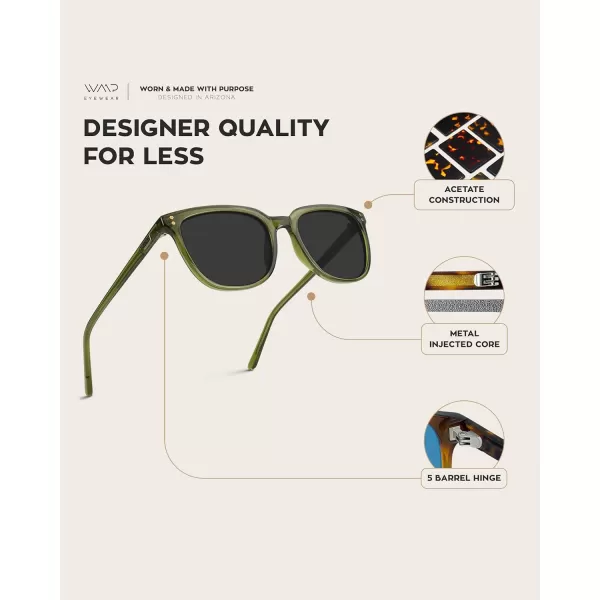 WearMe Pro Polarized Classic Retro Flat Square Unisex SunglassesEmerald Green Frame  Black Lens