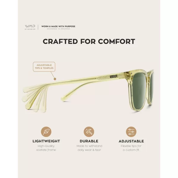 WearMe Pro Polarized Classic Retro Flat Square Unisex SunglassesTransparent Yellow  Smoke Green
