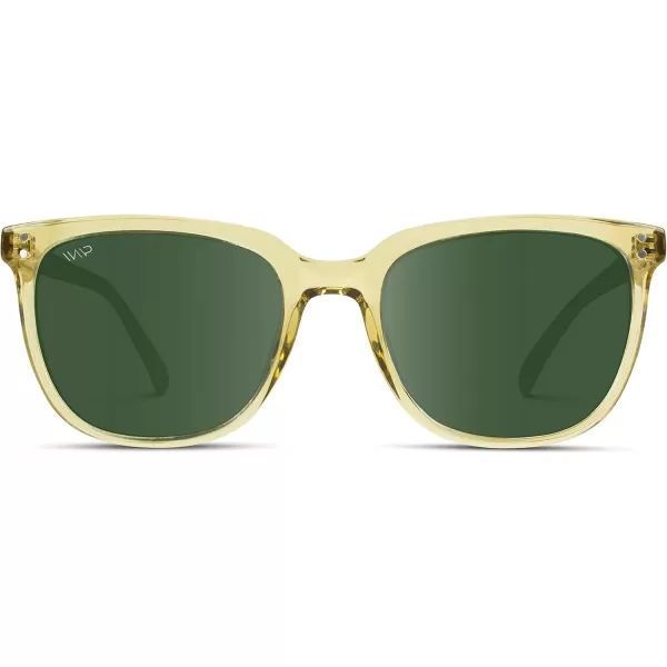 WearMe Pro Polarized Classic Retro Flat Square Unisex SunglassesTransparent Yellow  Smoke Green