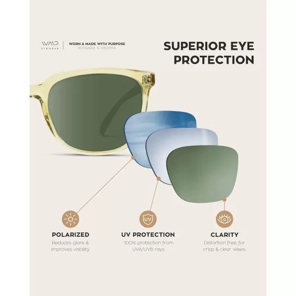 WearMe Pro Polarized Classic Retro Flat Square Unisex SunglassesTransparent Yellow  Smoke Green