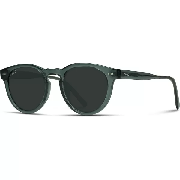 WearMe Pro Polarized Classic Round Retro Womens SunglassesCrystal Blue Frame  Smoke Lens