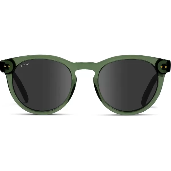 WearMe Pro Polarized Classic Round Retro Womens SunglassesCrystal Green Frame  Black Lens