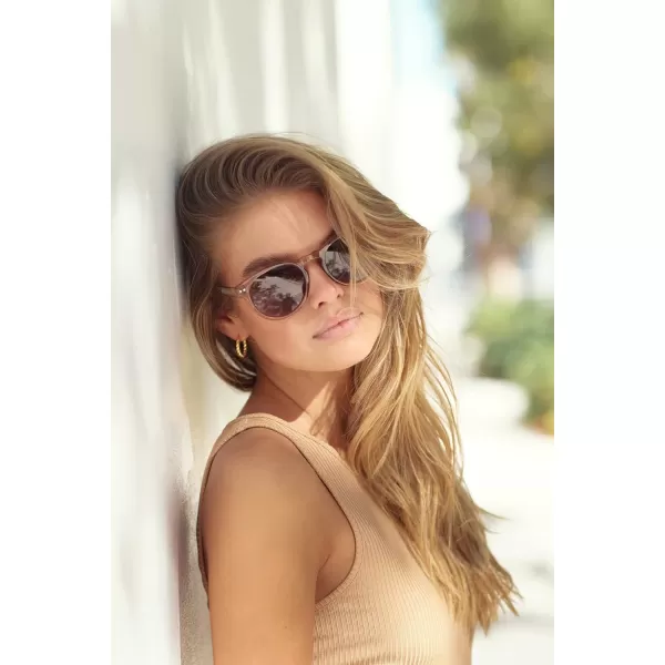 WearMe Pro Polarized Classic Round Retro Womens SunglassesLight Crystal Brown  Brown Lens