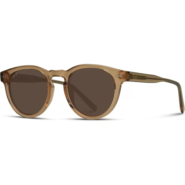 WearMe Pro Polarized Classic Round Retro Womens SunglassesLight Crystal Brown  Brown Lens
