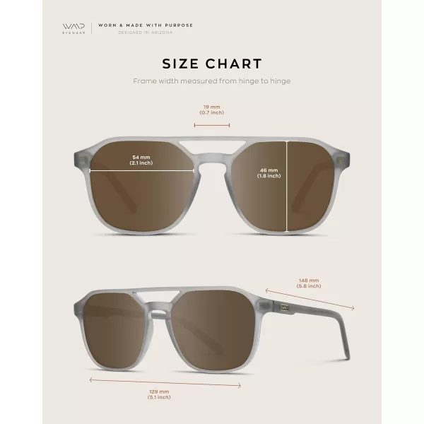 WearMe Pro Polarized DoubleBridge Large Rectangular Mens SunglassesFrosted Grey  Brown Lens