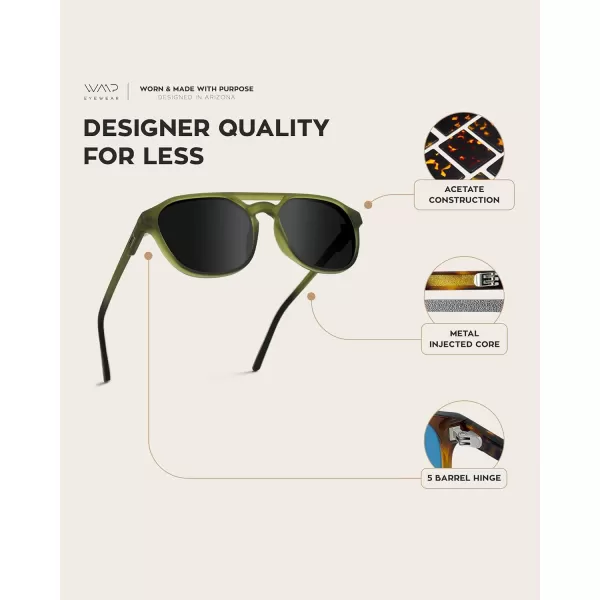 WearMe Pro Polarized DoubleBridge Large Rectangular Mens SunglassesFrosted Saguaro Green  Black Lens