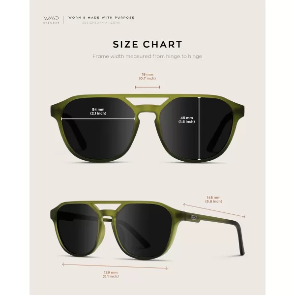WearMe Pro Polarized DoubleBridge Large Rectangular Mens SunglassesFrosted Saguaro Green  Black Lens