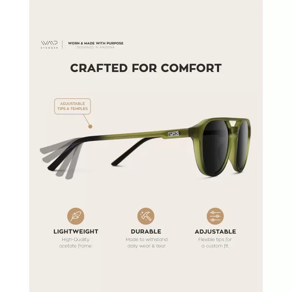 WearMe Pro Polarized DoubleBridge Large Rectangular Mens SunglassesFrosted Saguaro Green  Black Lens