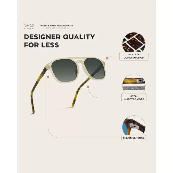 WearMe Pro Polarized DoubleBridge Large Rectangular Mens SunglassesRustic Tortoise  Smoke Green Lens