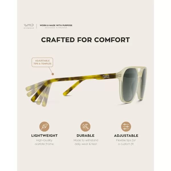 WearMe Pro Polarized DoubleBridge Large Rectangular Mens SunglassesRustic Tortoise  Smoke Green Lens