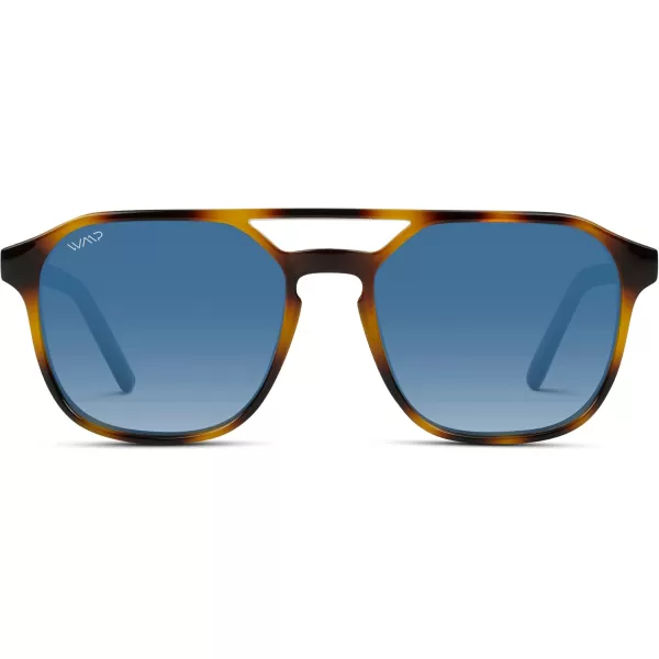 WearMe Pro Polarized DoubleBridge Large Rectangular Mens SunglassesTortoise  Gradient Blue