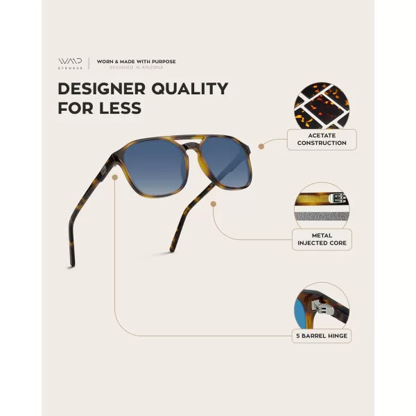 WearMe Pro Polarized DoubleBridge Large Rectangular Mens SunglassesTortoise  Gradient Blue