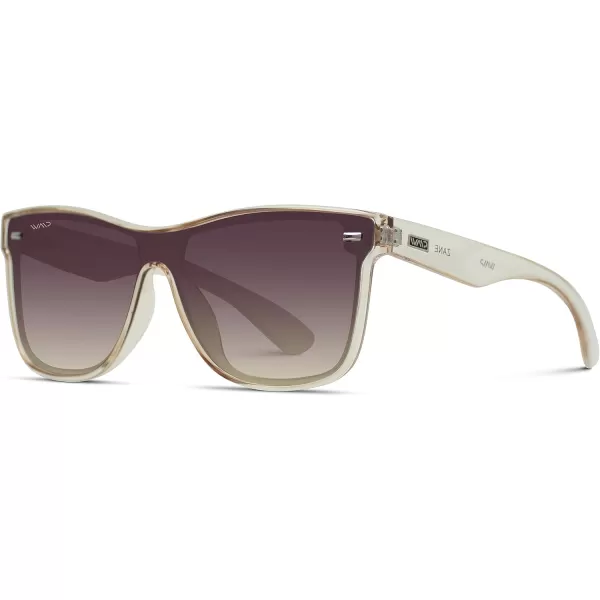 WearMe Pro  Polarized Full Mirror Flat Lens Square Modern SunglassesCrystal Cashmere  Gradient Sunset Lens