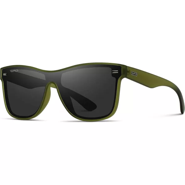 WearMe Pro  Polarized Full Mirror Flat Lens Square Modern SunglassesFrosted Saguaro Green  Black Lens