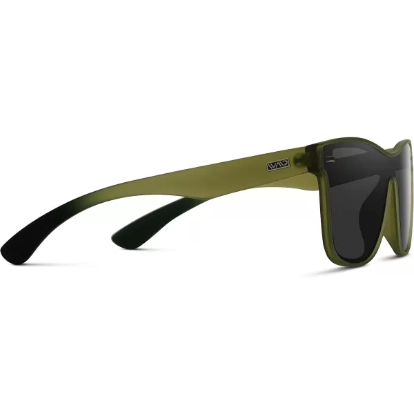 WearMe Pro  Polarized Full Mirror Flat Lens Square Modern SunglassesFrosted Saguaro Green  Black Lens