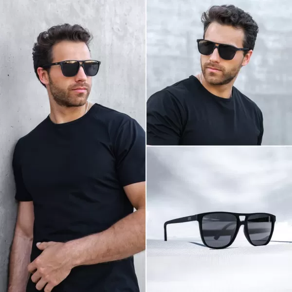WearMe Pro  Polarized Large Double Bridge Aviator Sunglasses For Men WomenBlack  Black Lens