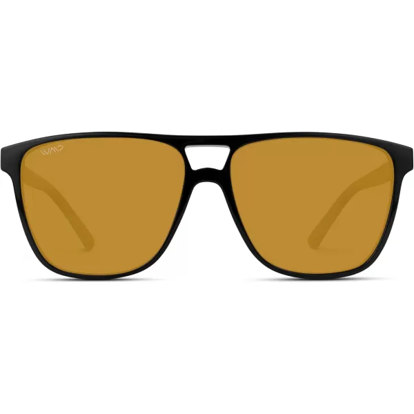 WearMe Pro  Polarized Large Double Bridge Aviator Sunglasses For Men WomenBlack  Yellow Tinted Lens
