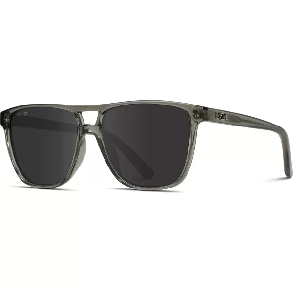 WearMe Pro  Polarized Large Double Bridge Aviator Sunglasses For Men WomenCrystal Grey  Black Lens