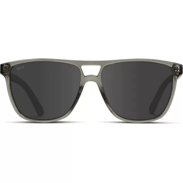 WearMe Pro  Polarized Large Double Bridge Aviator Sunglasses For Men WomenCrystal Grey  Black Lens