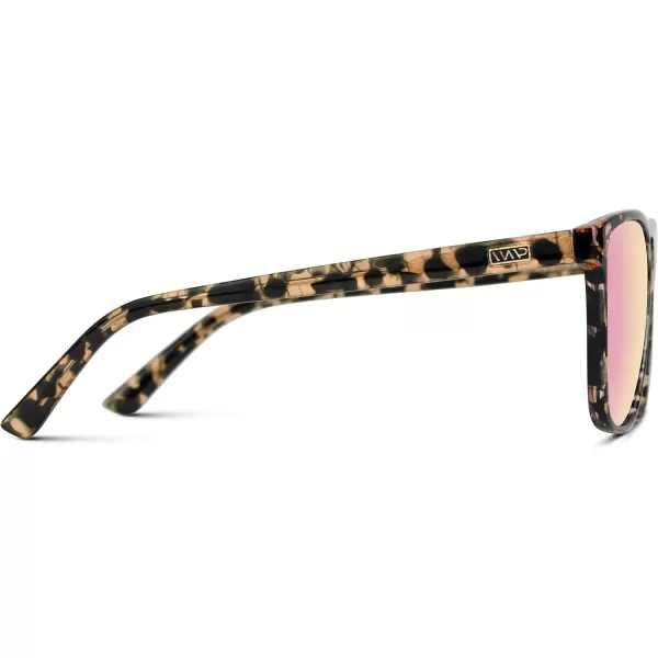 WearMe Pro  Polarized Large Double Bridge Aviator Sunglasses For Men WomenPeach Tortoise  Mirror Pink Lens