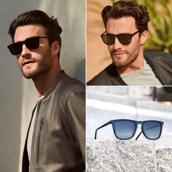 WearMe Pro  Polarized Lens Square Modern Sunglasses for MenBlack FrameBlack Lens