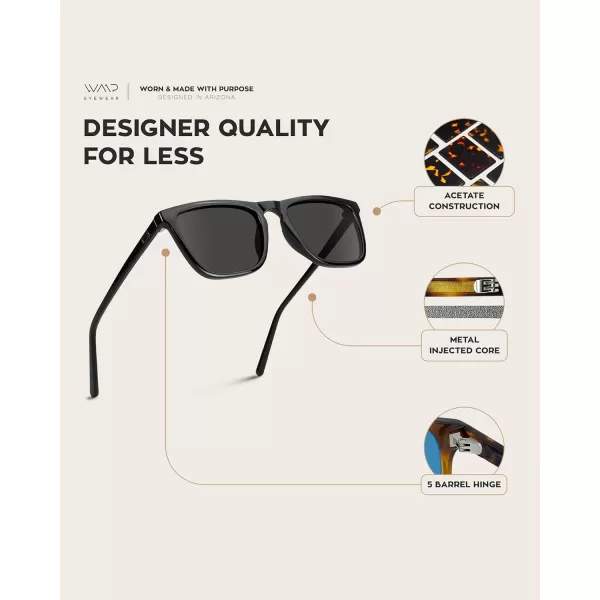WearMe Pro  Polarized Lens Square Modern Sunglasses for MenBlack FrameBlack Lens