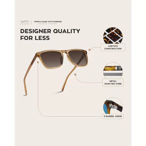 WearMe Pro  Polarized Lens Square Modern Sunglasses for MenBrown FrameBrown Lens