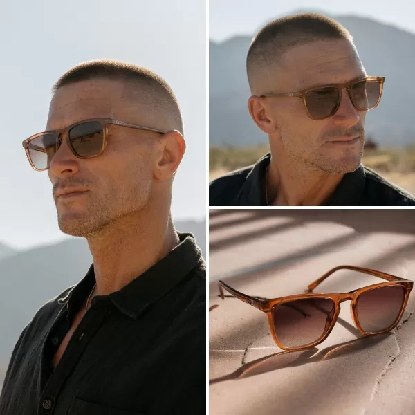 WearMe Pro  Polarized Lens Square Modern Sunglasses for MenBrown FrameBrown Lens